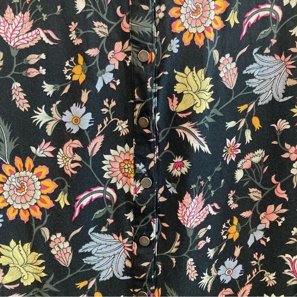 GARCIA Sz XL Long Line Half Button 100% Viscose Long Sleeve Floral Tunic Blouse - Picture 6 of 10